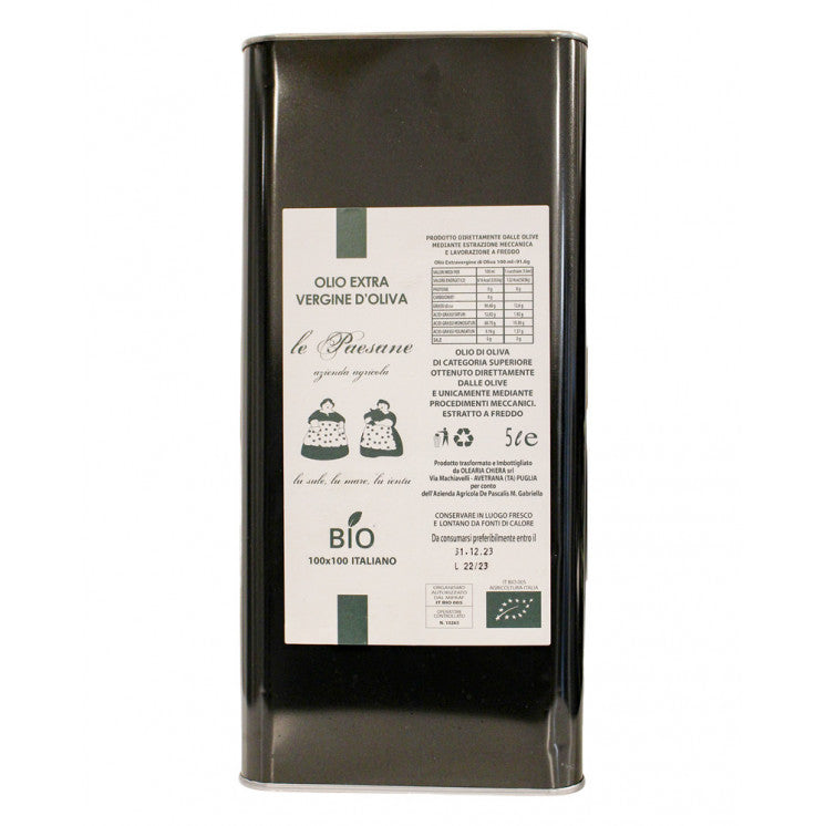 Olio Extra Vergine di Oliva Biologico 5 L | Olio EVO Bio Naturale